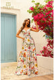Prom Dresses A Line Long Floral Formal Prom Dress Ivory Multi