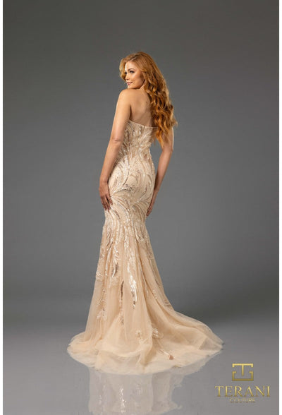 Terani Couture 251P4388 Strapless Beaded Long Fitted Prom Dress