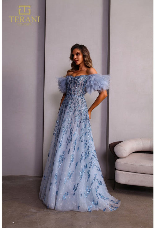 Terani Couture 251P4500 Elegant Prom Off-Shoulder A-Line Evening Premium Dress