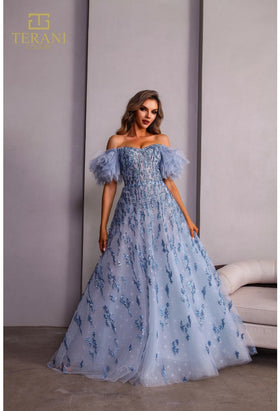 Terani Couture 251P4500 Elegant Prom Off-Shoulder A-Line Evening Premium Dress