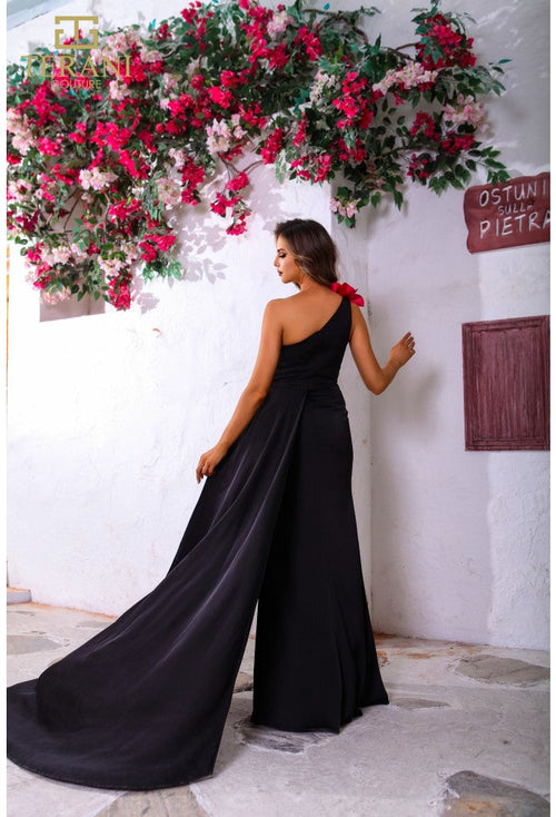 Terani Couture 251P4530 Elegant Prom Homecoming One-Shoulder Slit Evening Satin Dress