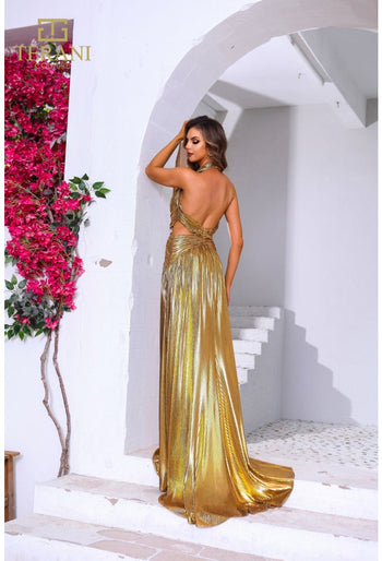 Terani Couture 251p4534 Elegante vestido de fiesta largo hasta el suelo con corte en A