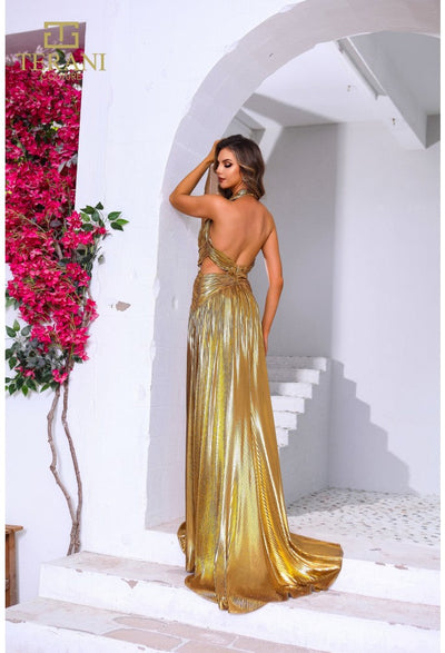 Terani Couture 251P4534 Elegant Formal Prom Halter A-Line Long Evening Chiffon Dress