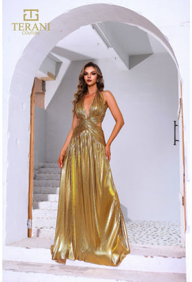 Terani Couture 251P4534 Sophisticated Halter A-Line Sleeveless Evening Chiffon Dress