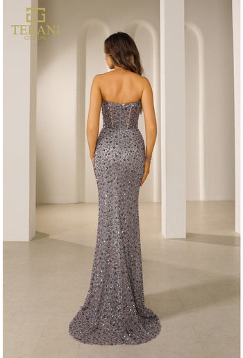 Terani Couture 251P4560 Vestido de fiesta largo, ajustado y con cuentas