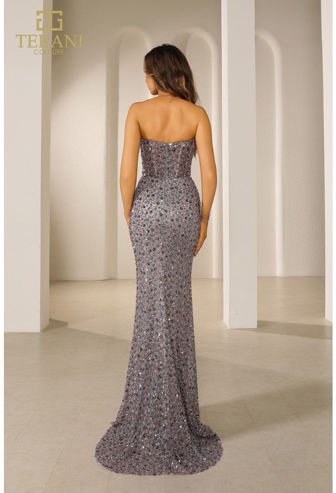 Terani Couture 251P4560 Vestido de fiesta largo, ajustado y con cuentas