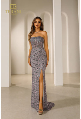 Terani Couture 251P4560 Elegant Sophisticated Formal Prom Evening Beaded Tulle Dress