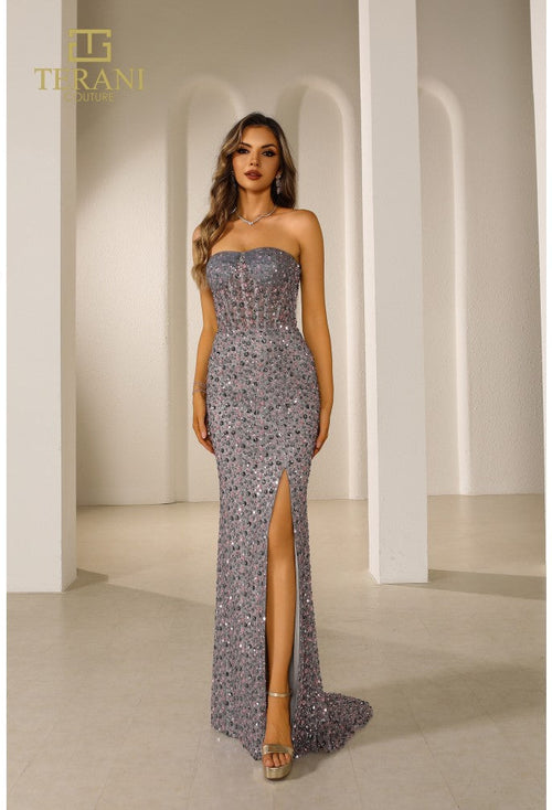 Terani Couture 251P4560 Beaded Sequin Corset Fitted Wedding Gown