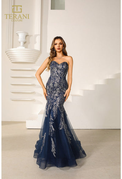 Terani Couture 251P4641 Prom Sweetheart Strapless Trumpet Evening Beaded Tulle Dress