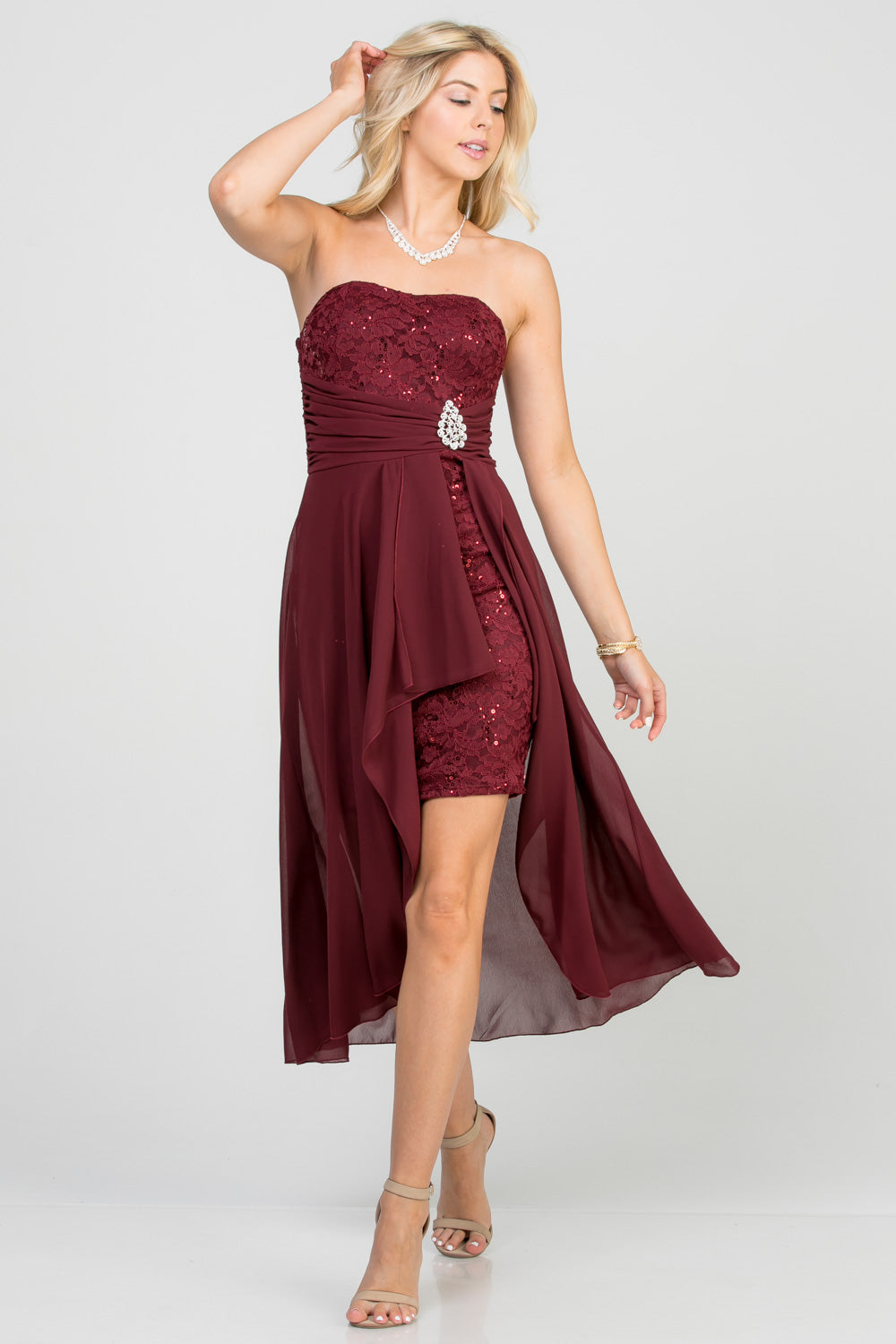 La Scala Burgundy Cocktail Dresses