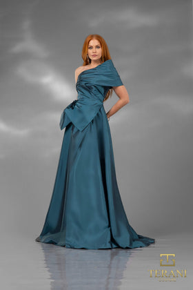 Terani Couture 252E5102 Elegant Formal One-Shoulder A-Line Long Evening Taffeta Dress