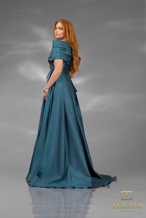 Terani Couture 252E5102 Elegant Formal One-Shoulder A-Line Long Evening Taffeta Dress