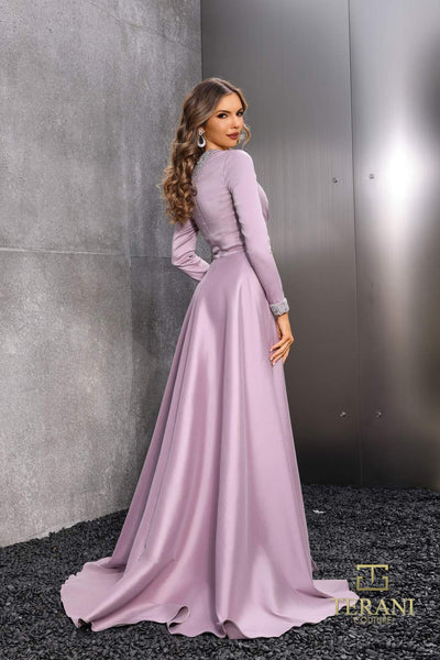 Terani Couture 252e5108 Long Sleeve Evening Gown With Overskirt