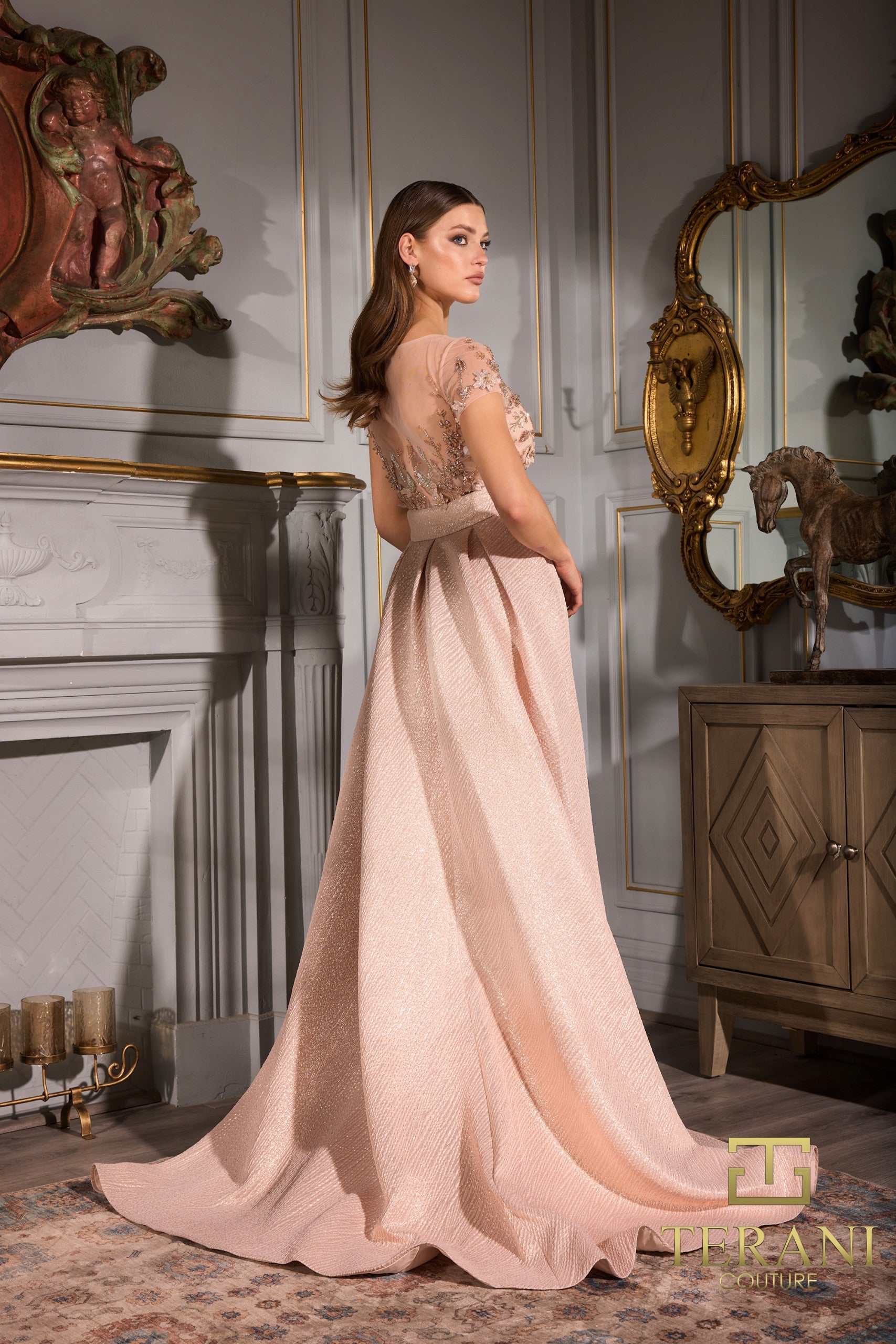 Terani Couture 252e5157 Fitted Evening Gown With Dramatic Overskirt