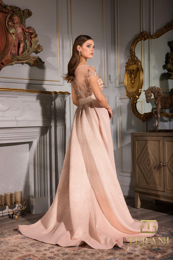 Terani Couture 252e5157 Fitted Evening Gown With Dramatic Overskirt