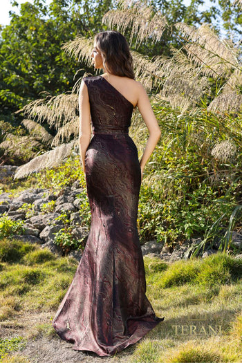 Terani Couture 252E5159 Vestido de noche largo peplum ajustado: elegante vestido formal