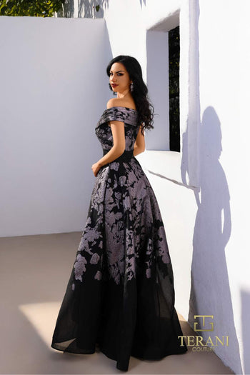 Terani Couture 252e5188 Floor-length Metallic A-line Gown