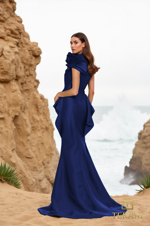 Terani Couture 252e5546 Elegante vestido de noche largo y ajustado con peplum