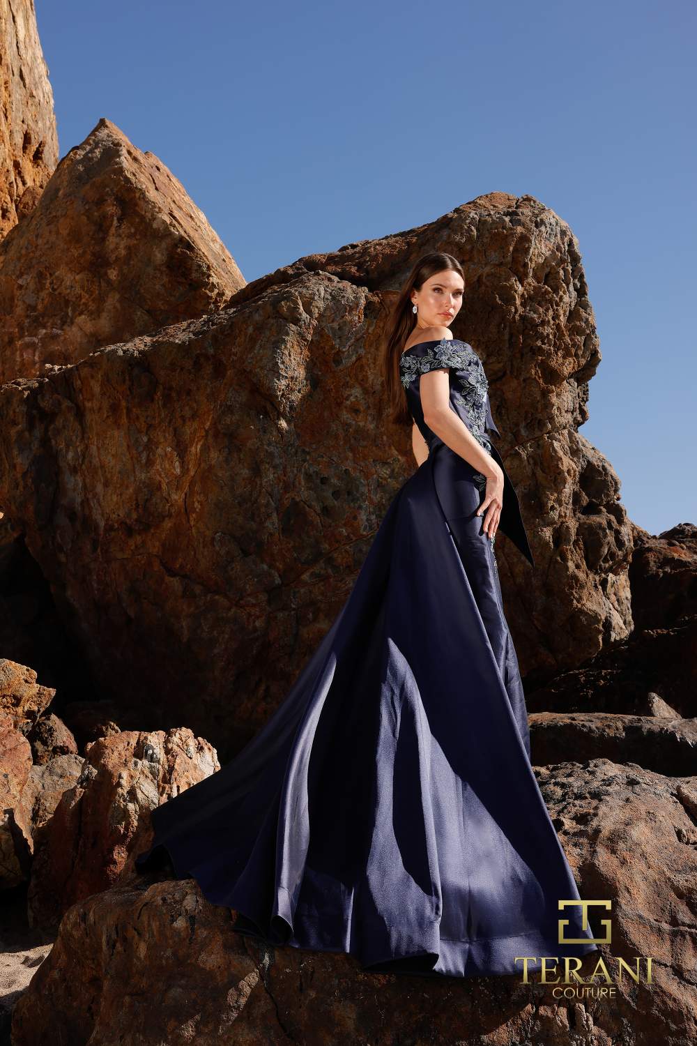 Terani Couture 252m5309 Fitted Formal Gown With Overskirt