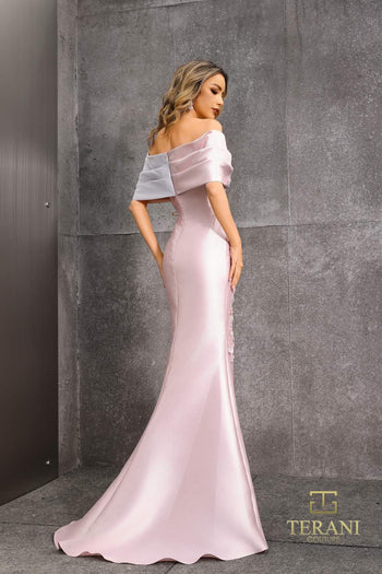 Terani Couture 252m5324 Vestido de noche largo estilo sirena con volantes