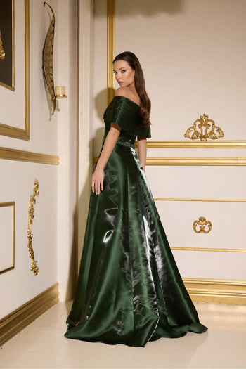 Terani Couture 252m5326 Pleated Beaded A-line Evening Gown
