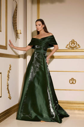 Terani Couture 252M5326 Evening Prom Off-Shoulder A-Line Formal Shimmer Organza Dress