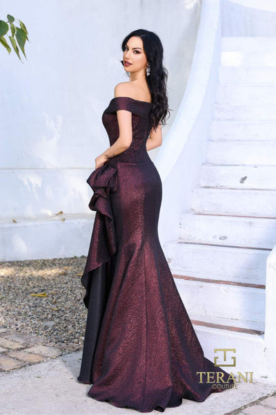 Terani Couture 252M5364 Elegant Prom Off-Shoulder Mermaid Long Formal Jacquard Dress