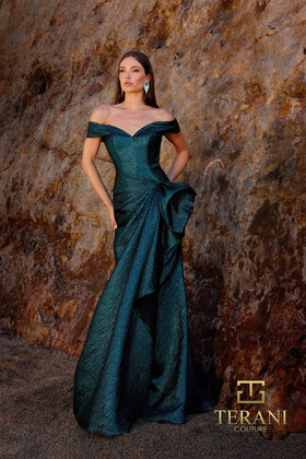 Terani Couture 252M5364 Elegant Prom Off-Shoulder Mermaid Long Formal Jacquard Dress