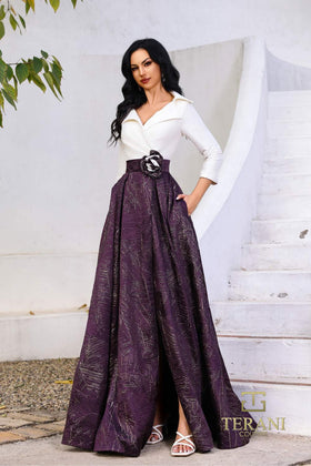 Terani Couture 252M5522 Mother of the Bride Wedding Long Evening Stretch Mikado Dress