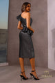Terani Couture 252c5012 Metallic Fitted Midi Cocktail Dress