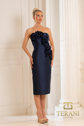 Terani Couture 252C5042 Glamorous Cocktail Homecoming Strapless Evening Mikado Dress