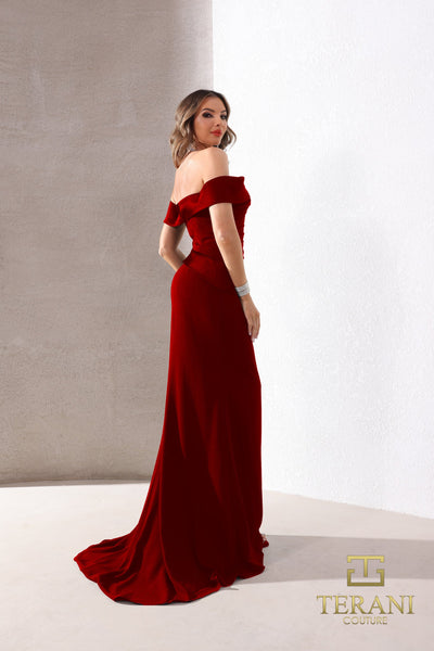 Terani Couture 252E5101 Glamorous Evening Prom Long Black Formal Stretch Crepe Dress