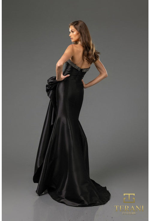Terani Couture 252E5131 Glamorous Evening Strapless Beaded Long Stretch Mikado Dress