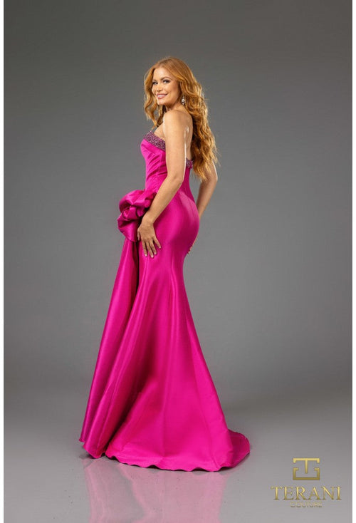 Terani Couture 252E5131 Glamorous Evening Strapless Beaded Long Stretch Mikado Dress