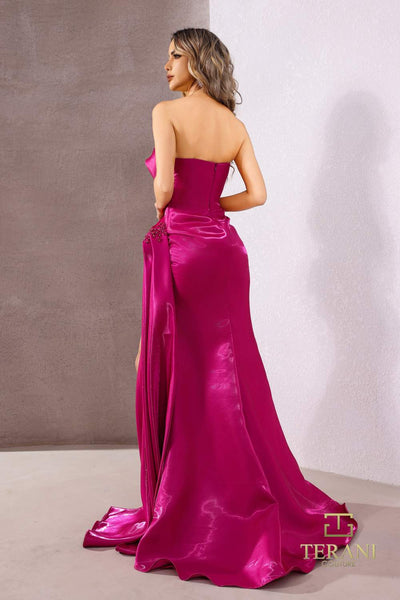 Terani Couture 252E5150 Glamorous Evening Prom Strapless Fuchsia Formal Organza Dress