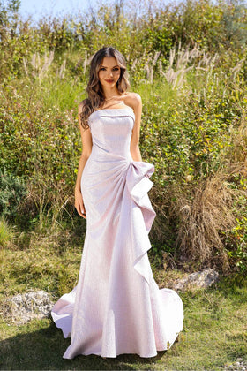 Terani Couture 252E5200 Prom Homecoming Strapless Long Formal Metallic Jacquard Dress