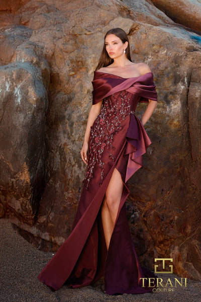 Formal Dresses Ruffle Long Mermaid Formal Evening Dress Wine Mauve