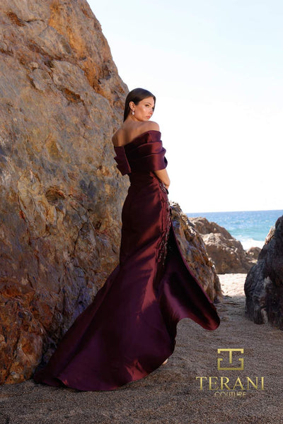 Terani Couture 252m5324 Ruffled Long Mermaid Evening Gown