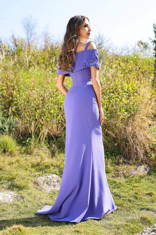 Terani Couture 252M5347 Sophisticated Evening Off-Shoulder Formal Stretch Twill Dress