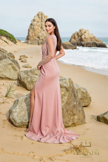 Terani Couture 252m5377 Elegante vestido formal de manga larga para la madre de la novia