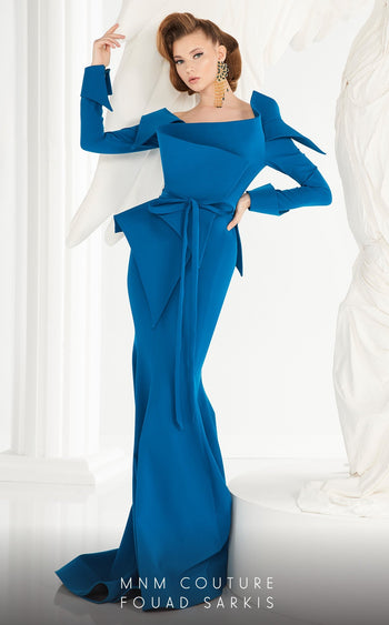 Fouad Sarkis 2540 Off-Shoulder Origami Fishtail Gown by MNM Couture