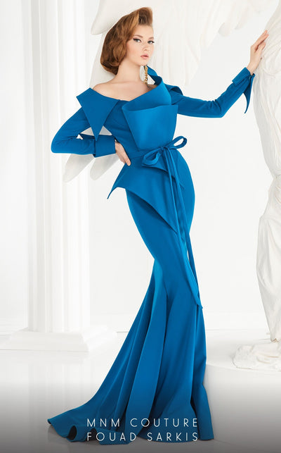Fouad Sarkis 2540 Off-Shoulder Origami Fishtail Gown by MNM Couture