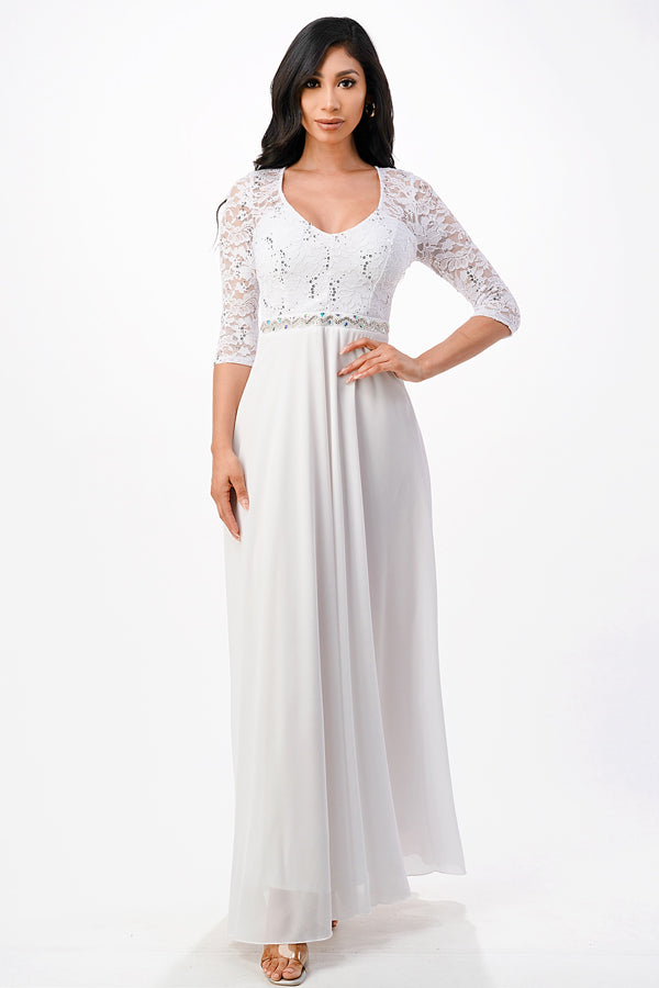 La Scala Off White Evening Dresses