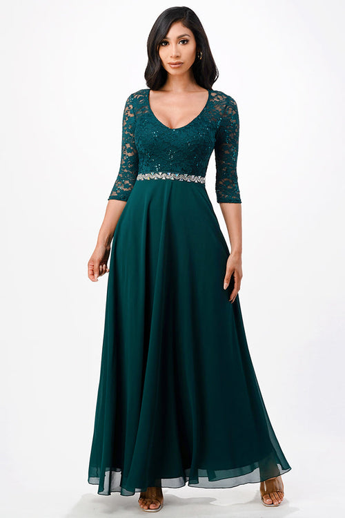 La Scala Hunter Green Evening Dresses