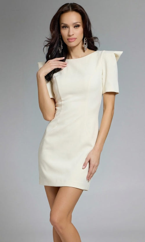 Sculpted Short Sleeve Sheath Dress by Jovani 42745