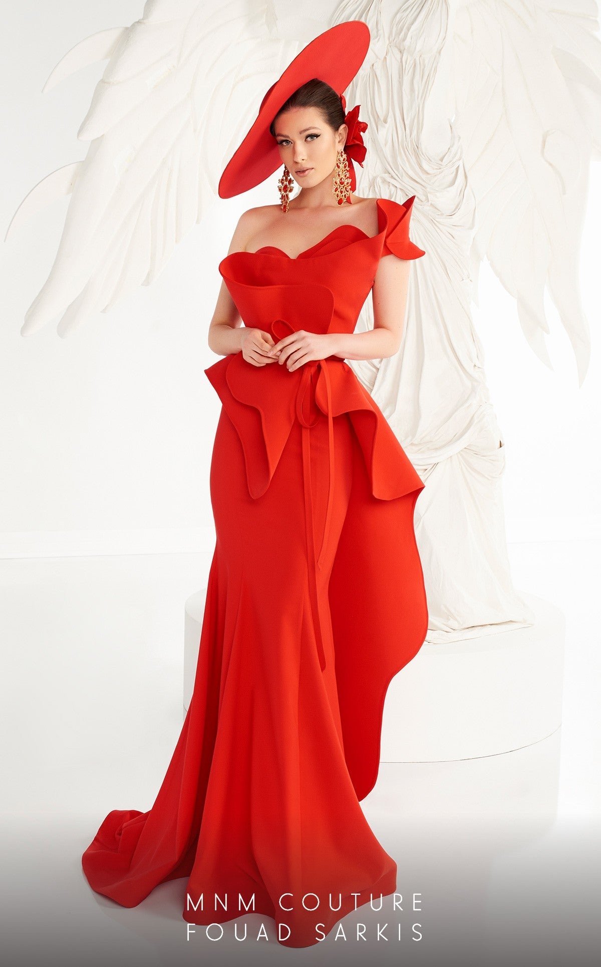 fouad sarkis evening dresses Fouad Sarkis Black Mermaid Gown with Ruffle Sleeves main image 0