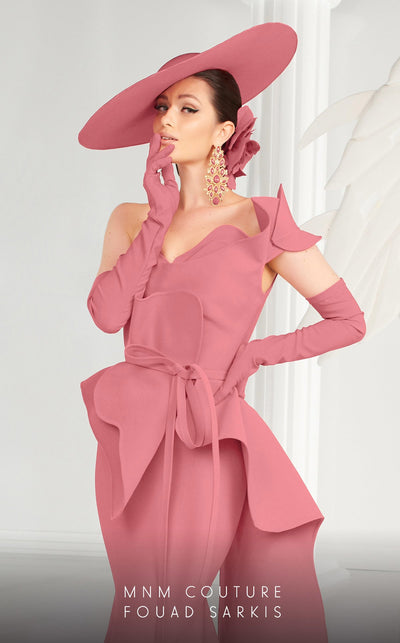 Fouad Sarkis 2553 One-Shoulder Sweetheart Evening Gown in Black by MNM Couture