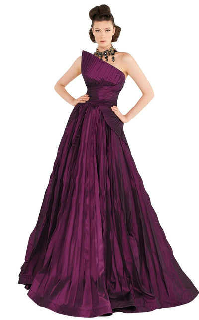 Fouad Sarkis 2558 Strapless Pleated Fuchsia Gown by MNM Couture