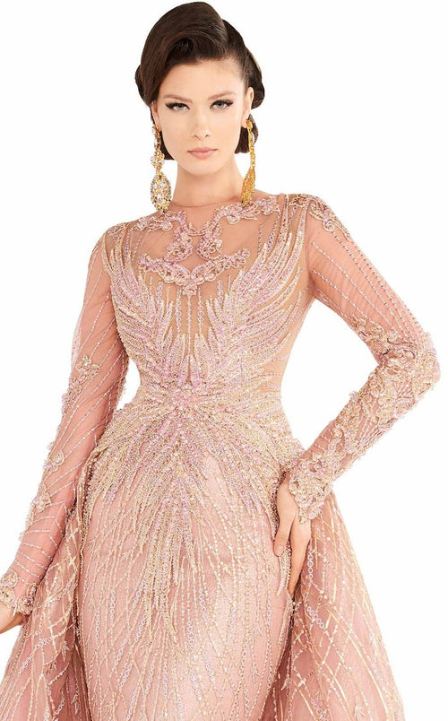 Fouad Sarkis 2559 Light Blue Embellished Mermaid Gown