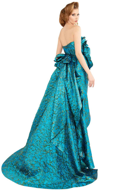 Fouad Sarkis 2567 Aqua One-Shoulder Ruffled Gown by MNM Couture